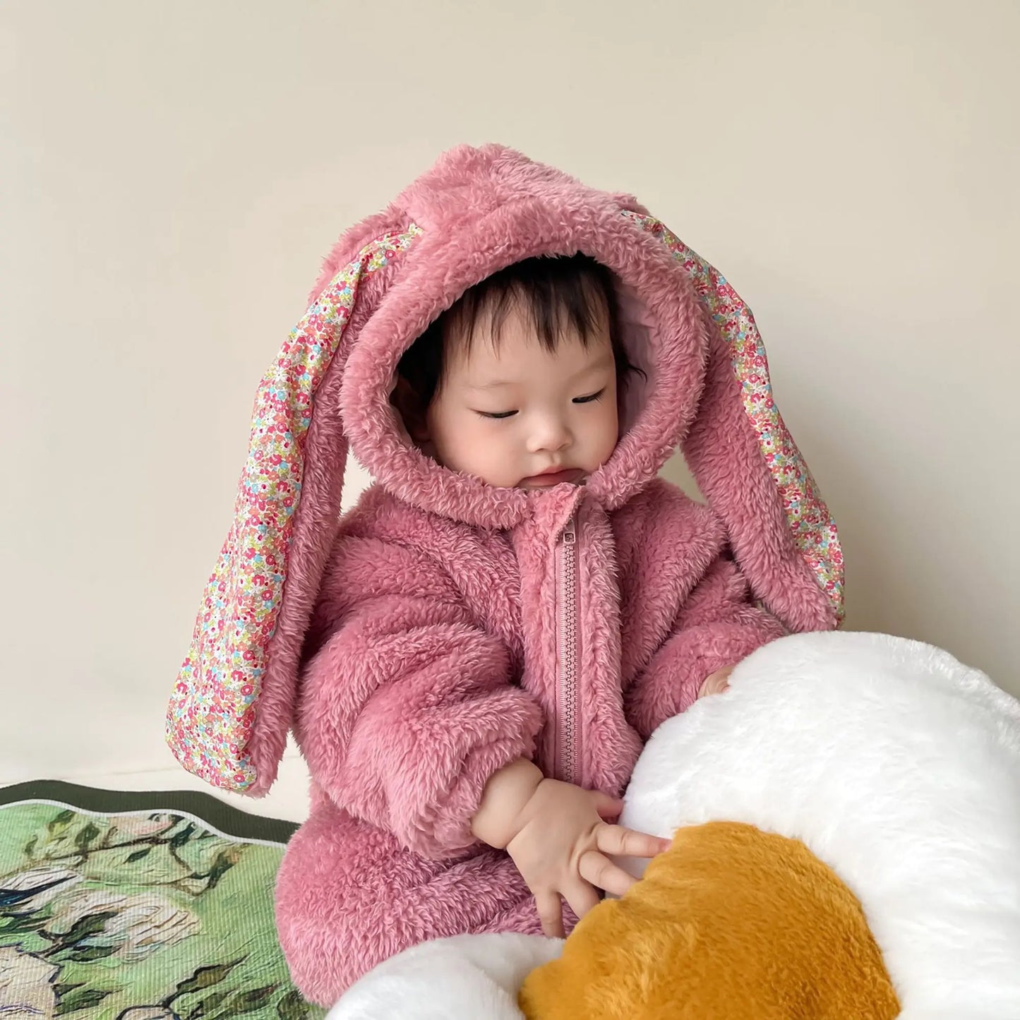 Rabbit Flannel Baby Onesie