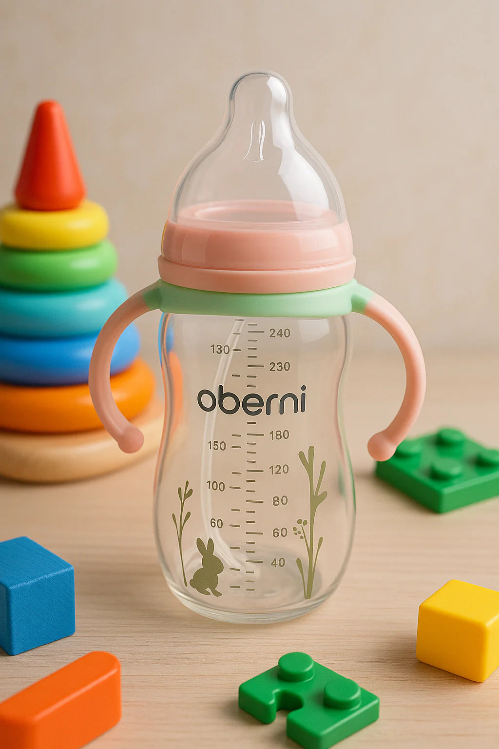 Wide-Neck Glass Baby Bottle